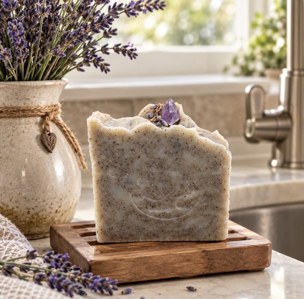 Organic Lavender Body Soap + Amethyst Crystal