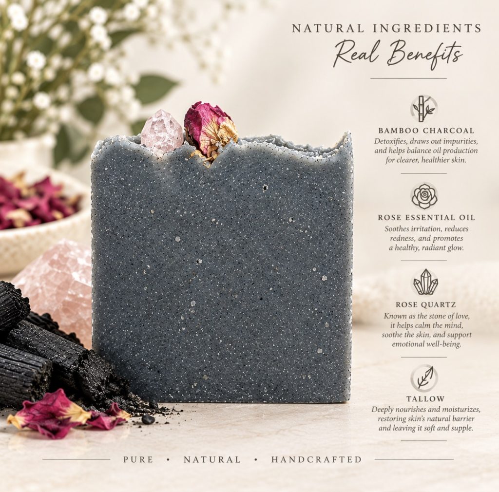 Charcoal Rose and Tallow Soap
