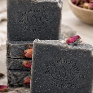 Charcoal Rose and Tallow Soap + Rose Quartz Crystal
