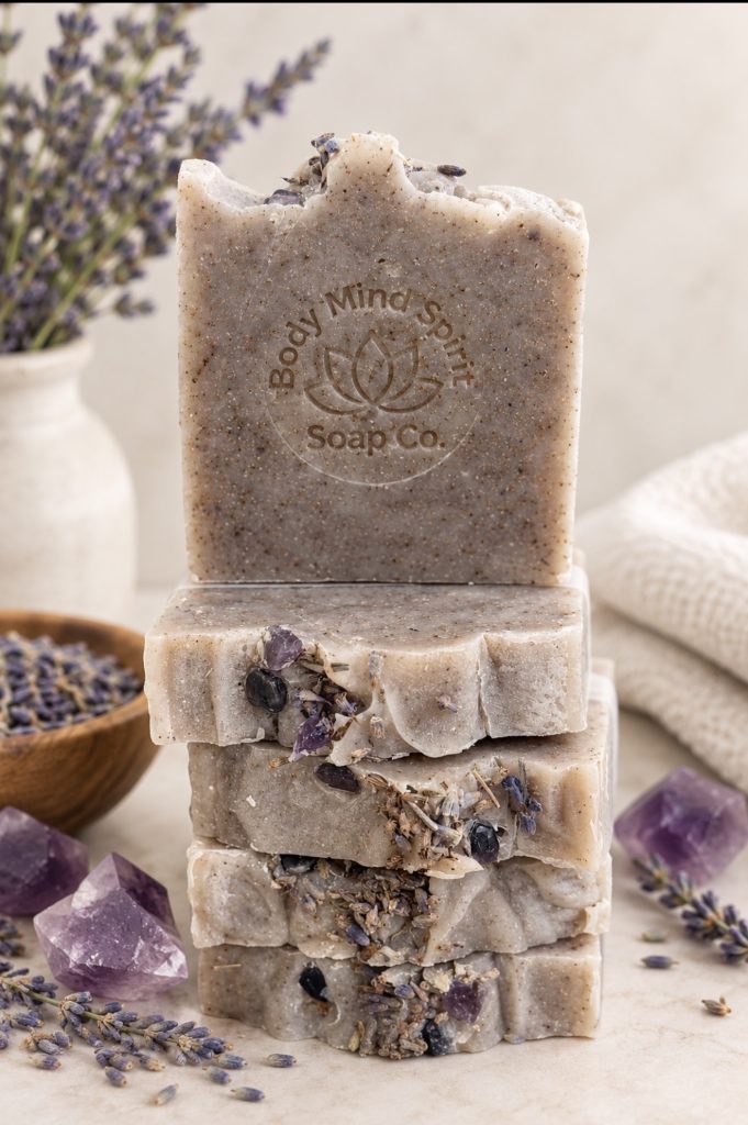 Organic Lavender Body Soap + Amethyst Crystal